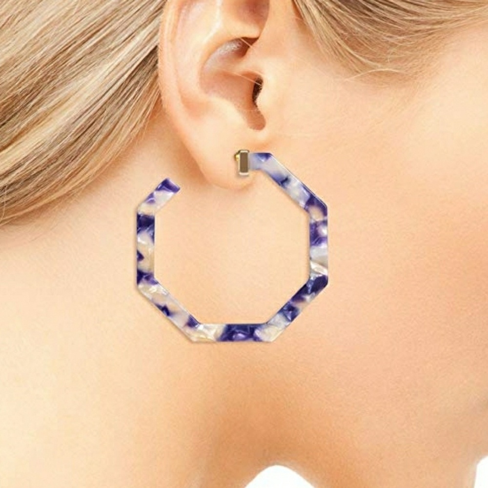 Lilac and White Hoop Earrings